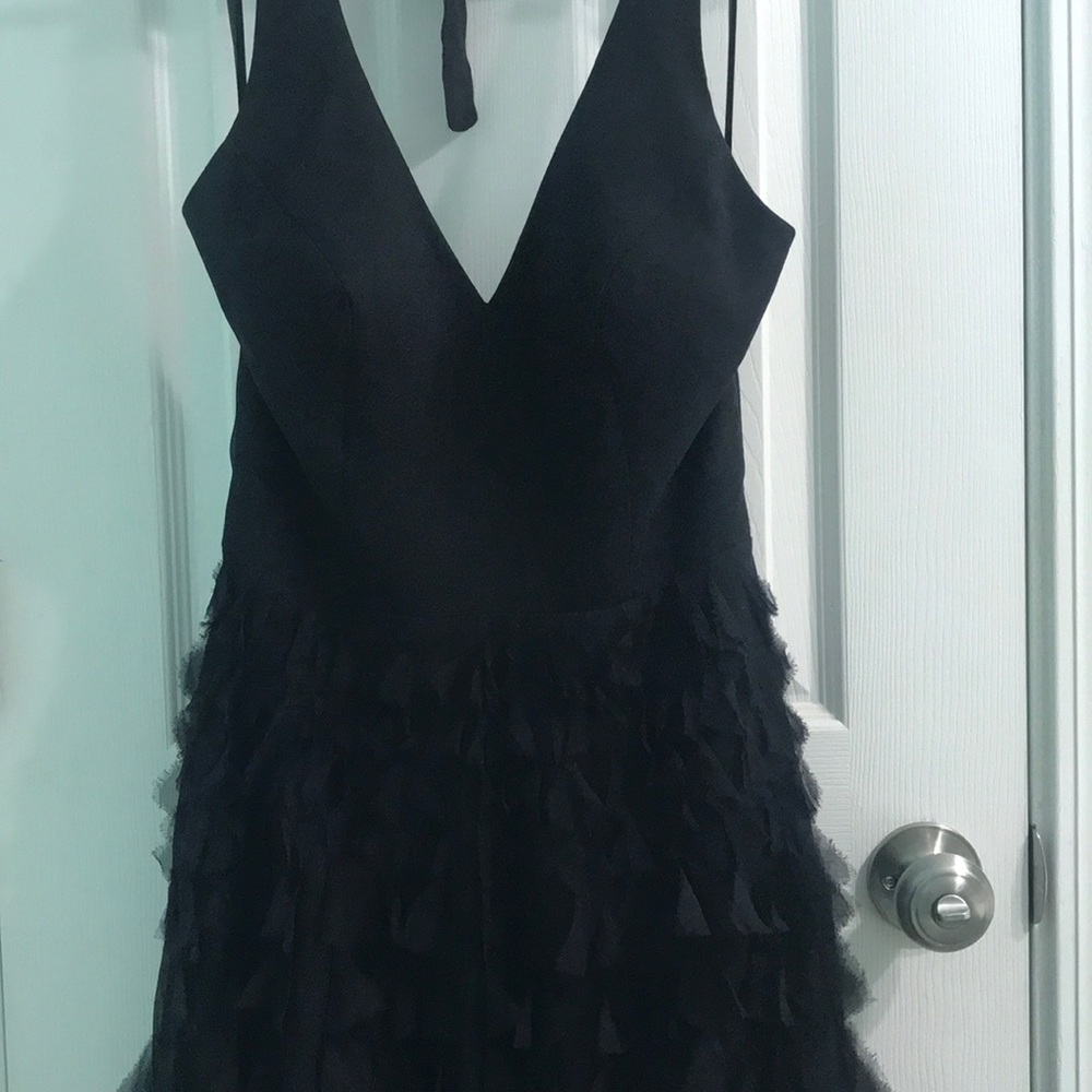 Tea length black party dress